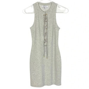 Derek Lam 10 Crosby Lace Up Tank Dress Womens Size XS Grey Melange Ribbed Knit